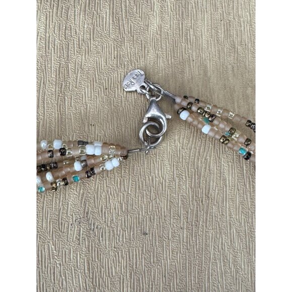 Tica Rose 925 Sterling Silver Rose Quartz Gemstone Beaded Multi-Strand Necklace - Picture 8 of 10